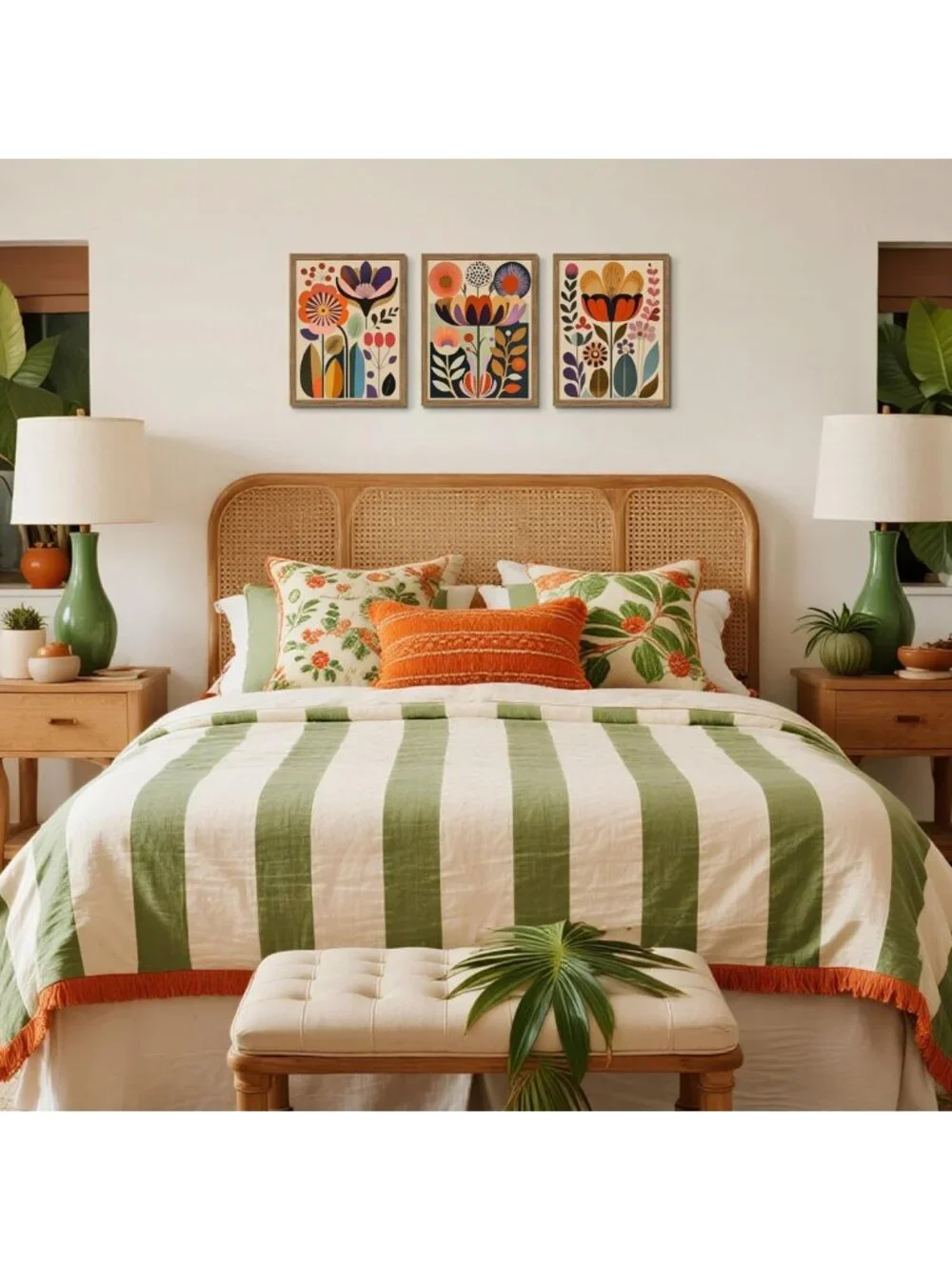 Colorful Floral Wall Art Set of 3 - Abstract Canvas Decor for Living Room